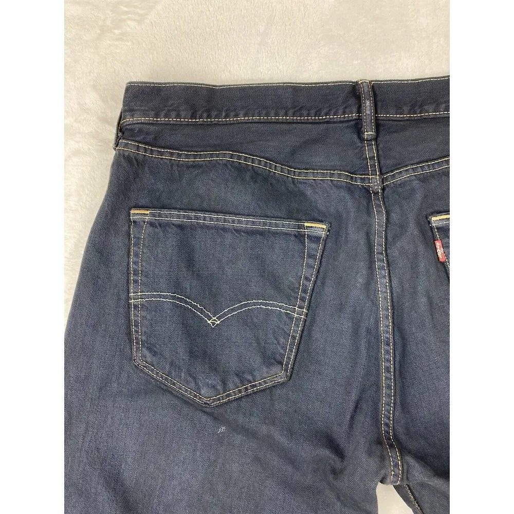 Levi's 501 Button Fly‎ Denim Jeans Mens Blue Dark Wash 36x34 (35x33 Measured)